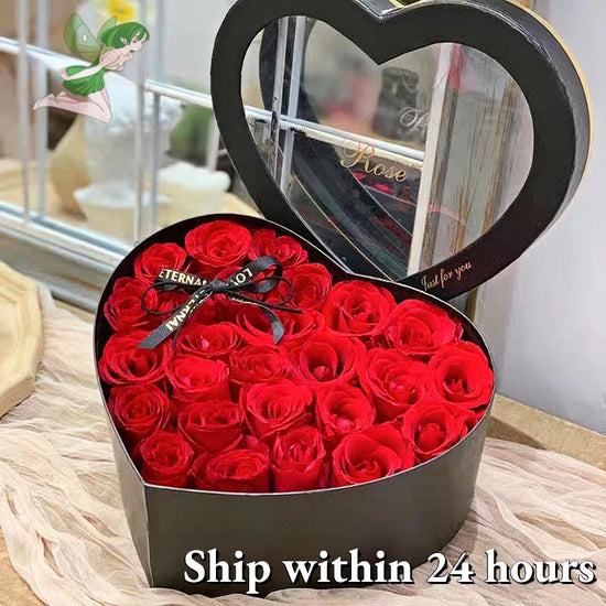 Heart Shape Rose Gift Box Artificial Eternal Rose Bouquet