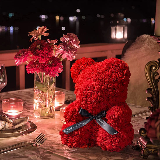 Artificial Flowers Teddy Rose Bear