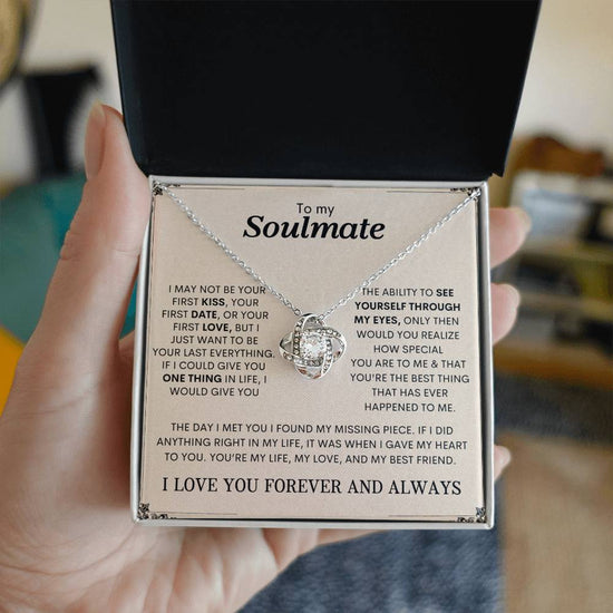 To My Soulmate | I Love You, Forever & Always - Love Knot Necklace.