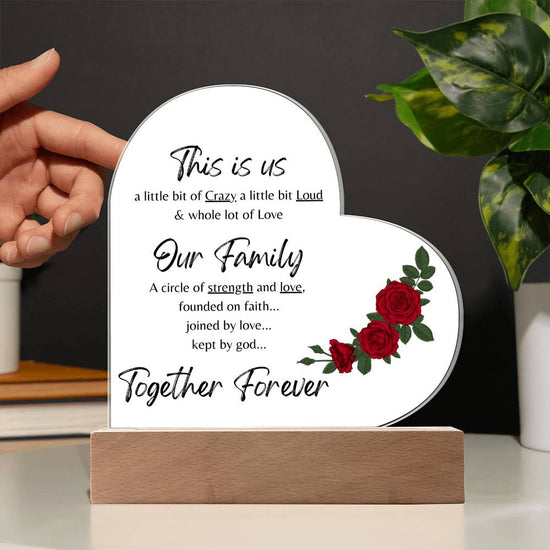 This is Us, Our Family, Together Forever/ Printed Heart Acrylic Plaque